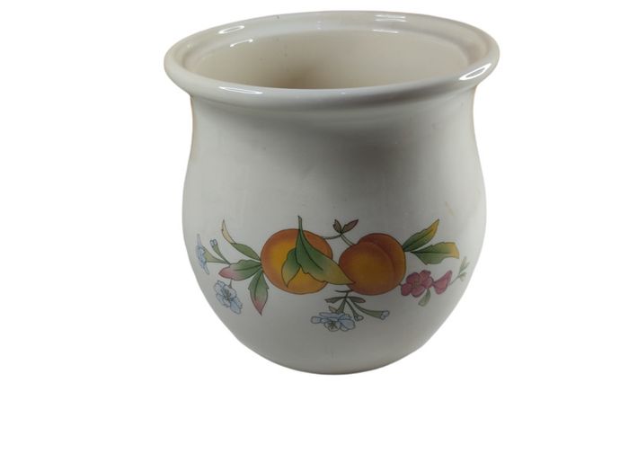 Cloverleaf Peaches and Cream Biscuit Jar / Barrel 16Cm Tall (Missing Lid)