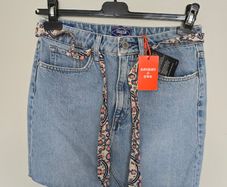 BNWT Superdry Denim Mini Skirt with Patterned Scarf Belt