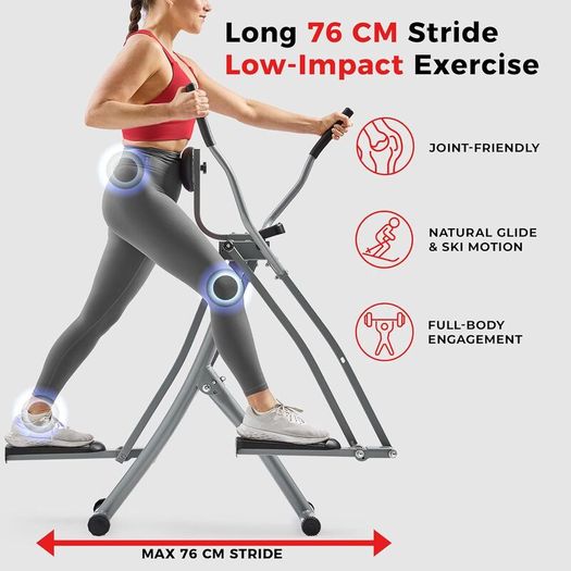 Health & Fitness Elliptical Cross Trainer w/ LCD Monitor, Air Walker Exercise Machines For Home Gym Workouts
