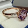 Silver Rose De France Amethyst & White Zircon Solitaire Ring Image 10
