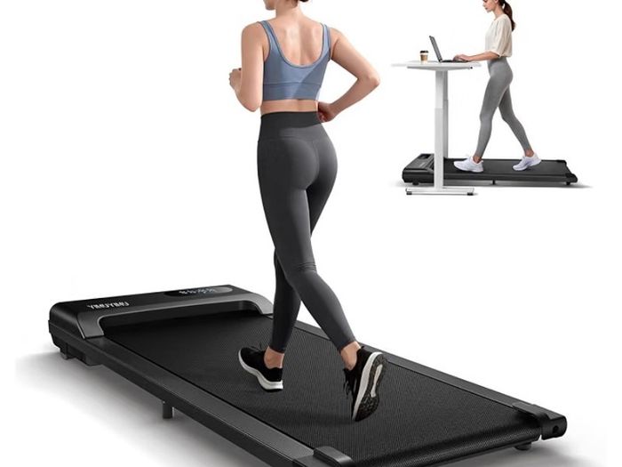 Walking Pad Treadmill, 6km/h Under Desk Treadmill for Home, 2.5HP Quiet Portable Electric Running Pad, Office Mini Walking Machine, 300LBS Capacity, Remote & LED Display, No Assembly