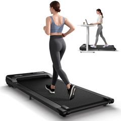 Walking Pad Treadmill, 6km/h Under Desk Treadmill for Home, 2.5HP Quiet Portable Electric Running Pad, Office Mini Walking Machine, 300LBS Capacity, Remote & LED Display, No Assembly