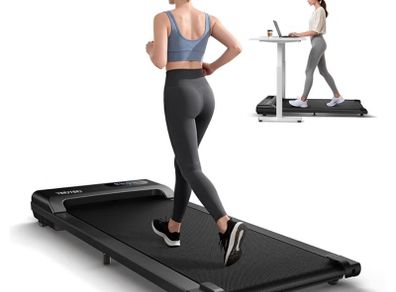 Walking Pad Treadmill, 6km/h Under Desk Treadmill for Home, 2.5HP Quiet Portable Electric Running Pad, Office Mini Walking Machine, 300LBS Capacity, Remote & LED Display, No Assembly