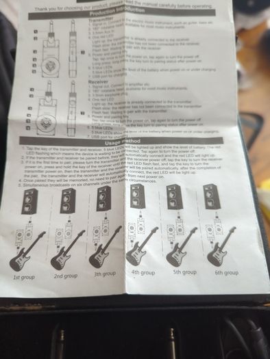 Guitar transmitter receiver set