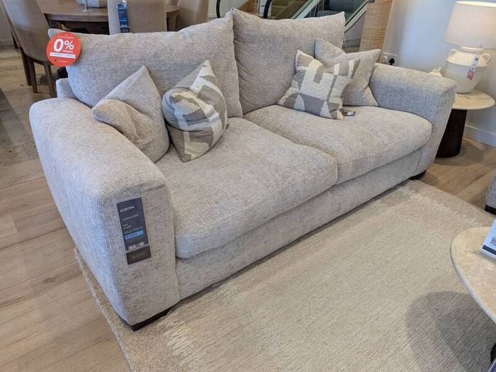 3 Seater Beige Fabric Sofa - Aurora