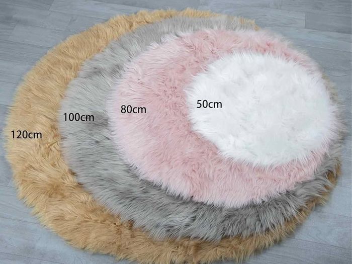 MULTIPLE SIZES AVAILABLE Faux Fur Rug Round Shape Shaggy Rugs Floor Carpet for Bedroom Living Room Kids Room, White/Diam 20 inch