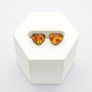 Vintage Natural Baltic Amber Silver Heart Stud Earrings Image 6