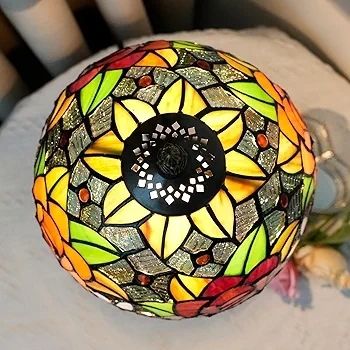 Lamp - Rose Flower Stained Glass Table Lamp 8x8x14 Inches - Rose Flower Style Desk Reading Light - Bedroom & Living Room Decor