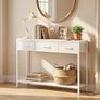 Console Table with 3 Fabric Drawers, Narrow Console Table with Open Shelf, 97 cm L Slim Entryway Table, Couch Table, for Hallway, Living Room, Bedroom, White Image 6