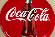 Coca Cola Button  Metal Wall Sign Used Year 2003