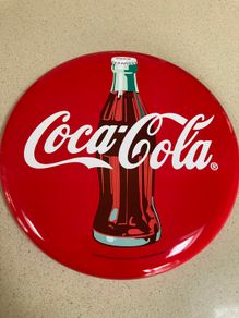 Coca Cola Button  Metal Wall Sign Used Year 2003