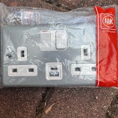 Mk Metal Clad Double Socket with USB A&A