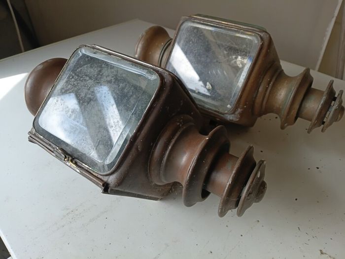 Pair antique Bleriot Car Lamps