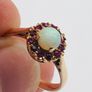 Vintage 9ct Yellow Gold Ruby & Fiery Opal Cluster Ring Image 6