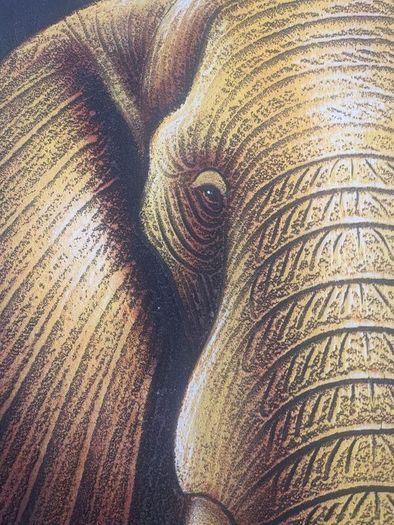 Golden elephant acrilic painting