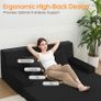 Convertible Folding Sofa Bed, Corduroy Boneless Couch, Black Folding Foam Boneless Couch with 2 Pillows, Sleeper Lounger Foldable Sofa for Small Spaces, Bedroom and Guest Room Image 4