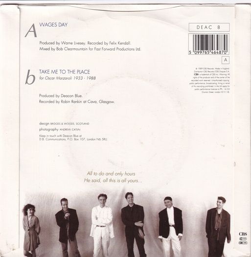 Low Low price Deacon Blue Wages Day Uk Pressing Picture Sleeve Single 1989