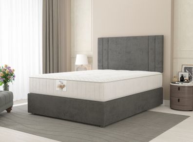 Memory Orthopedic Mattress and Base with Headboard in Grey