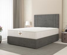 Memory Orthopedic Mattress and Base with Headboard in Grey