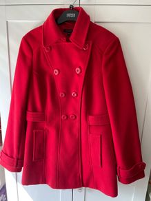 Red double breasted coat size 14