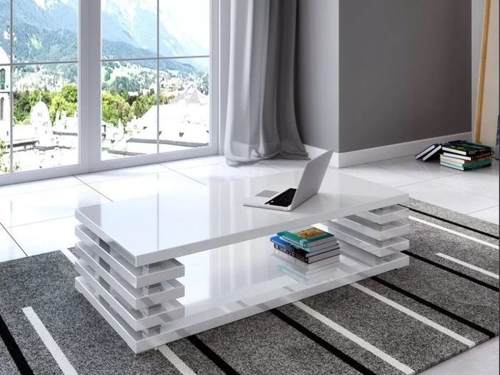 Shelf Coffee Table Matte High Gloss Unique Coffee Table Modern Coffee Table