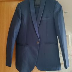 Boys teens navy blue suit jacket + pants 14 Washable!