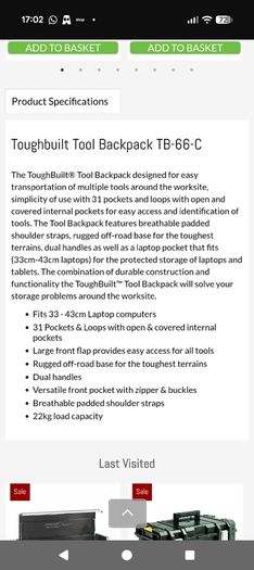 Toughbuilt backpack New