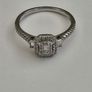 18ct White Gold Square Halo Cluster Diamond Engagement Ring Image 8
