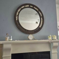 Mirror - Round , distressed