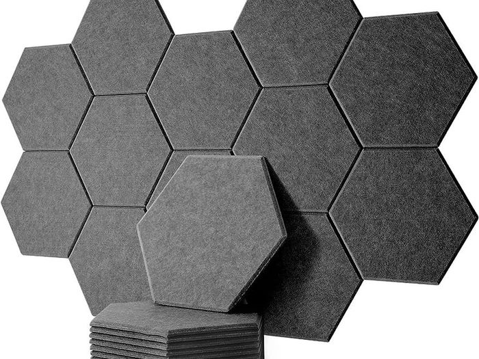 NEW SALE | 12 Pack High Density Hexagon Acoustic Panels,Acoustic Foam Panels 30 x 26 x1 cm Beveled Edge Tiles