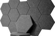 MULTIPLE COLOURS AVAILABLE | 12 Pack High Density Hexagon Acoustic Panels,Acoustic Foam Panels 30 x 26 x1 cm Beveled Edge Tiles