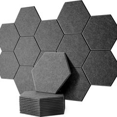 MULTIPLE COLOURS AVAILABLE | 12 Pack High Density Hexagon Acoustic Panels,Acoustic Foam Panels 30 x 26 x1 cm Beveled Edge Tiles