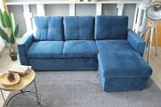 Blue velvet Corner Sofa Bed Storage Free Delivery