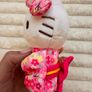 Hello Kitty Sanio Sakura Kimono  pink floral  Mini approx. 14 cm. Used please see photos Image 3