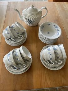 Cups, Saucers, Teapot, Dessert Bowls, Dessert Plates