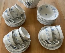 Cups, Saucers, Teapot, Dessert Bowls, Dessert Plates