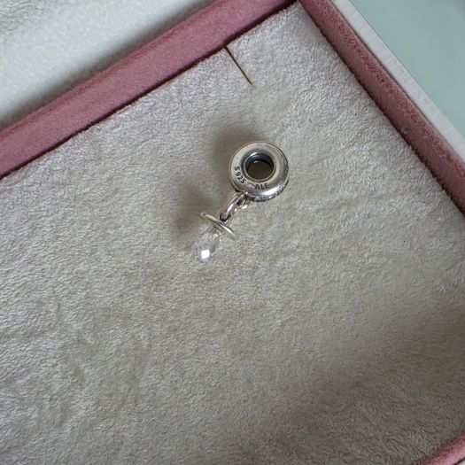Pandora baby pacifier charm,sterling silver, cubic zirconia very good condition fully hallmarked
