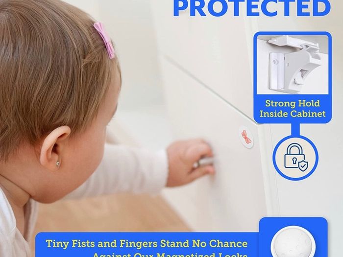 Cupboard Locks for Children- Pack of 20 Magnetic, Child Safety Lock Latches with 3 Keys for Kitchen Cupboards and Drawers - Baby Safety Products