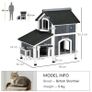 Wooden Cat House 2-Floor Outdoor Kitten Shelter with Window Grey Image 2