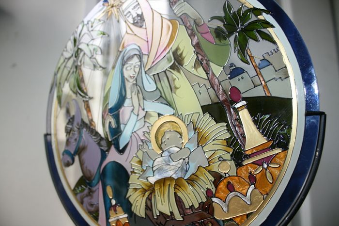hand painted glass - candle stand