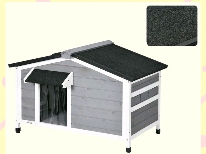 Wooden Dog Kennel for Outside, for Medium Dogs, b5Hx97L x72Wcm. Grey