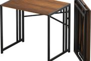 83 cm Folding Small Desk, Writing Gaming Computer Camping Desk for Small Spaces, No Assembly Required Home Office Table, Espresso