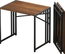 83 cm Folding Small Desk, Writing Gaming Computer Camping Desk for Small Spaces, No Assembly Required Home Office Table, Espresso