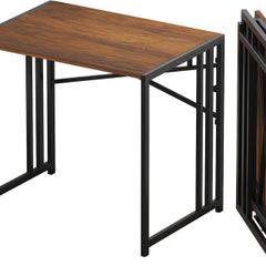 83 cm Folding Small Desk, Writing Gaming Computer Camping Desk for Small Spaces, No Assembly Required Home Office Table, Espresso