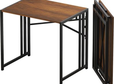 83 cm Folding Small Desk, Writing Gaming Computer Camping Desk for Small Spaces, No Assembly Required Home Office Table, Espresso