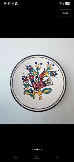 Vintage Tunisian ceramic wall plates set of 4 hand painted Nabeul pottery colorful Mediterranean