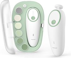 Baby Nail File Electric, Gentle Baby Nail Trimmer Electric Rechargeable, Baby Nail Clipper Electric, 360 Fog LED Gentle Light, 7 Grinding Head Replacement Pads