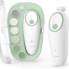 Baby Nail File Electric, Gentle Baby Nail Trimmer Electric Rechargeable, Baby Nail Clipper Electric, 360 Fog LED Gentle Light, 7 Grinding Head Replacement Pads