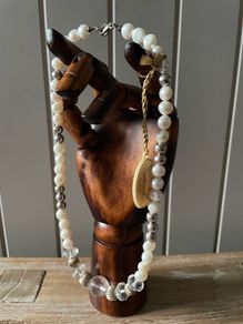Noriko cultured pearl necklace with sterling silver and crystal beads new