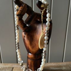 Noriko cultured pearl necklace with sterling silver and crystal beads new